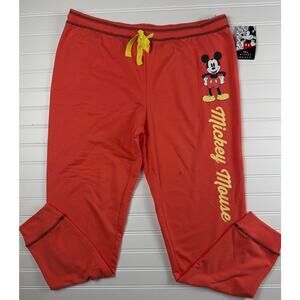 Disney Mickey Mouse Women’s L Jogger Lounge Pajama Pants Coral Graphic Sleepwear